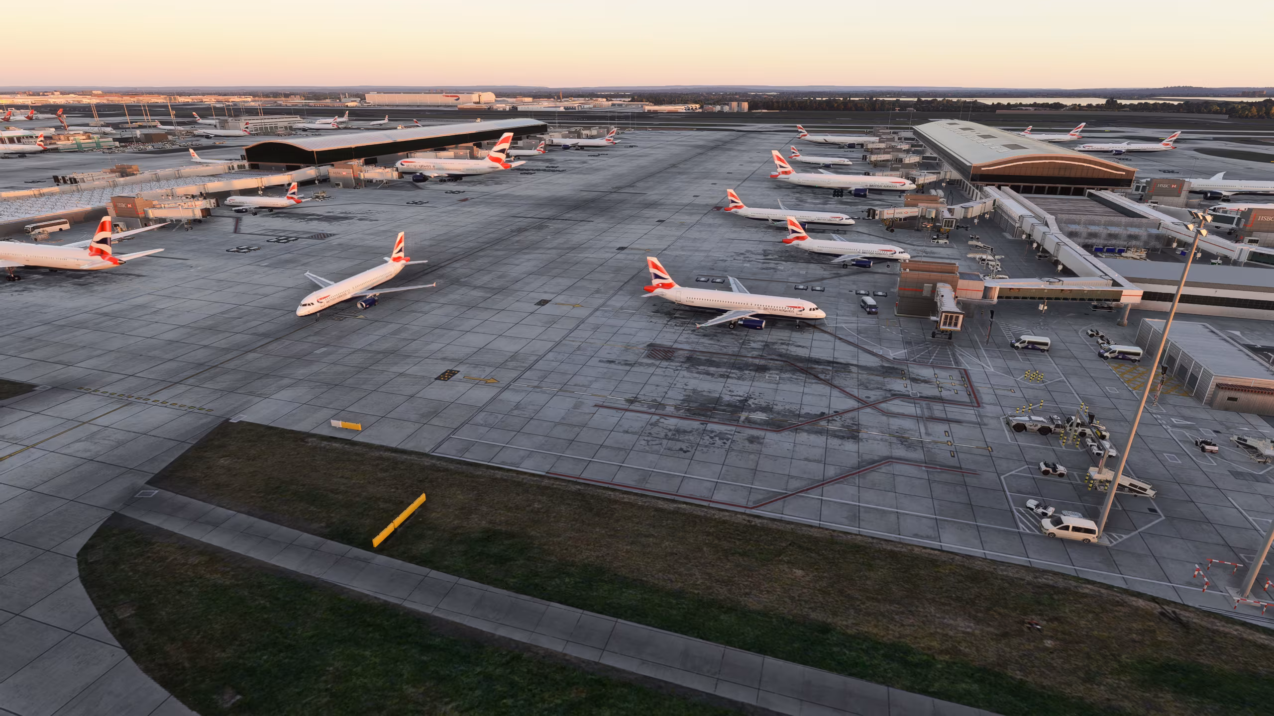 AI commercial traffic lined up for departure at a busy airport