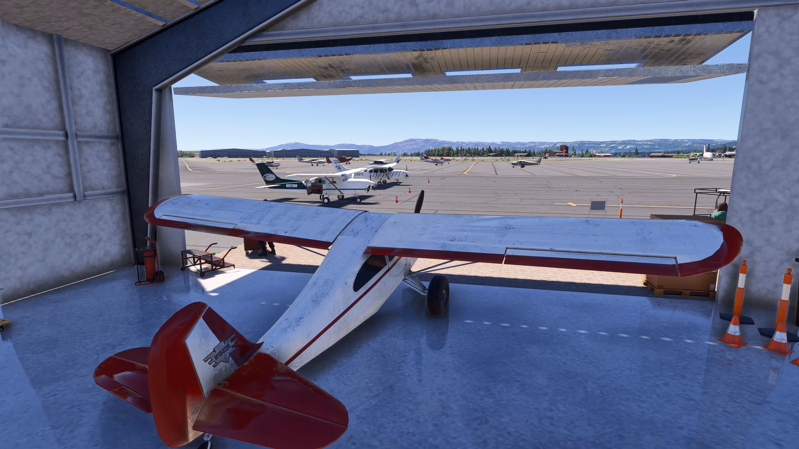 General aviation activity at a regional airport ramp