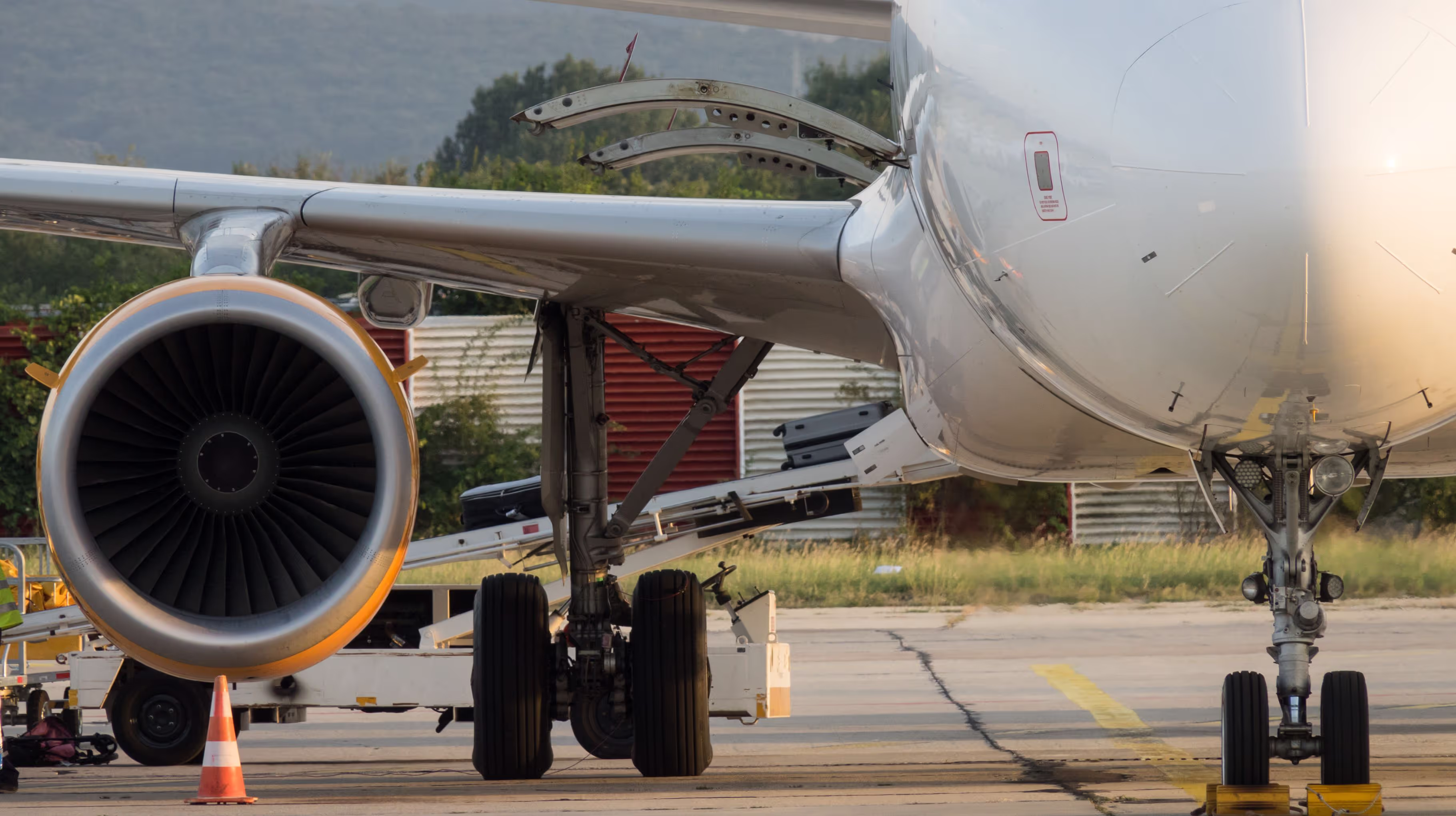 Ground crew and baggage operations at the aircraft